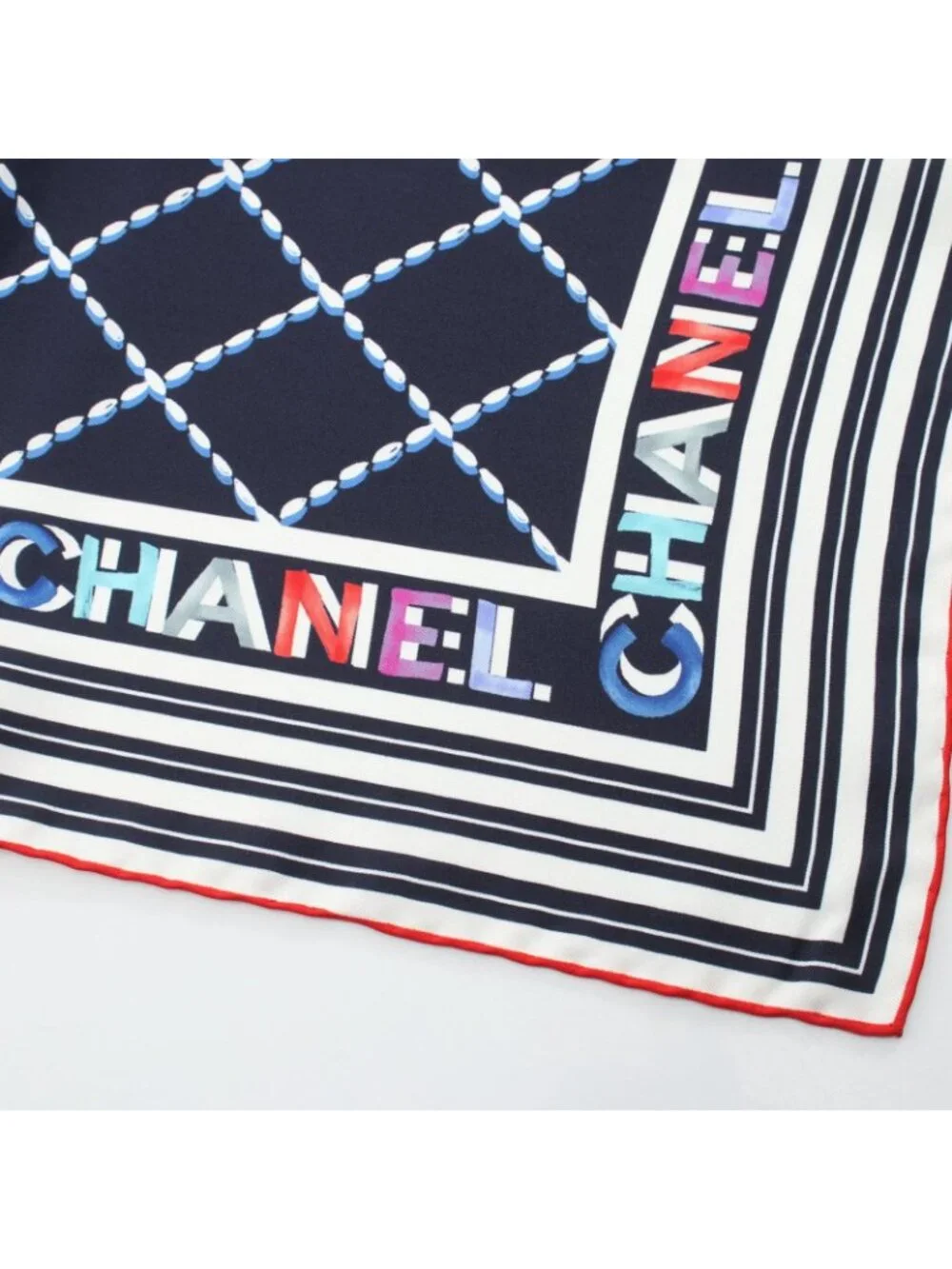 Chanel Shawl CC Logo Quilted Silk Scarf